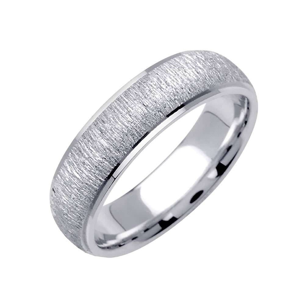 6.5mm Tree Bark Finish With Polished Edges Fancy Men's Wedding Band - BeverlyDiamonds
