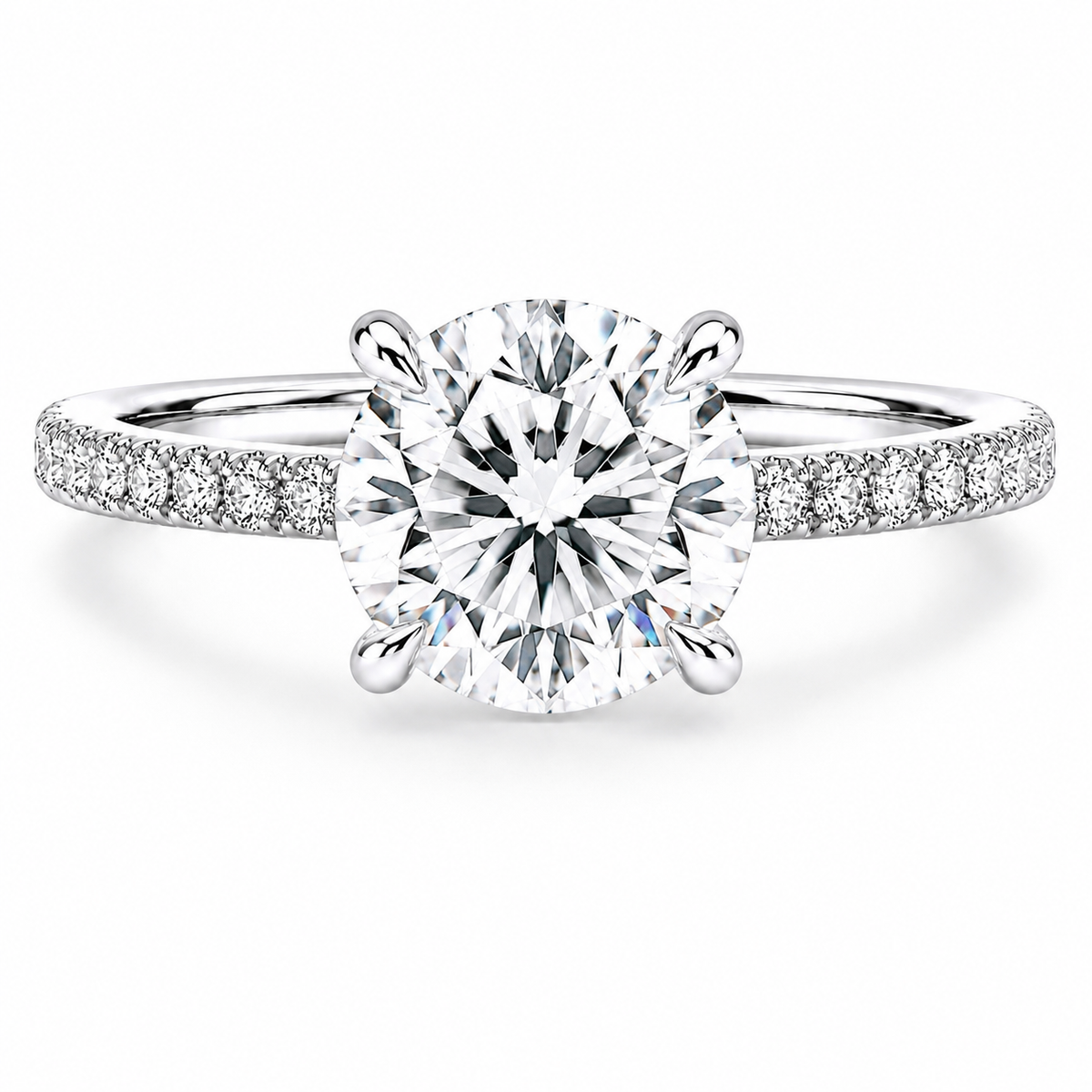 Hidden Halo Engagement Ring - Natural Round
