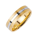 6mm Brushed Yellow Gold with Polished White Center Flat Two Tone Men's Wedding Band - BeverlyDiamonds
