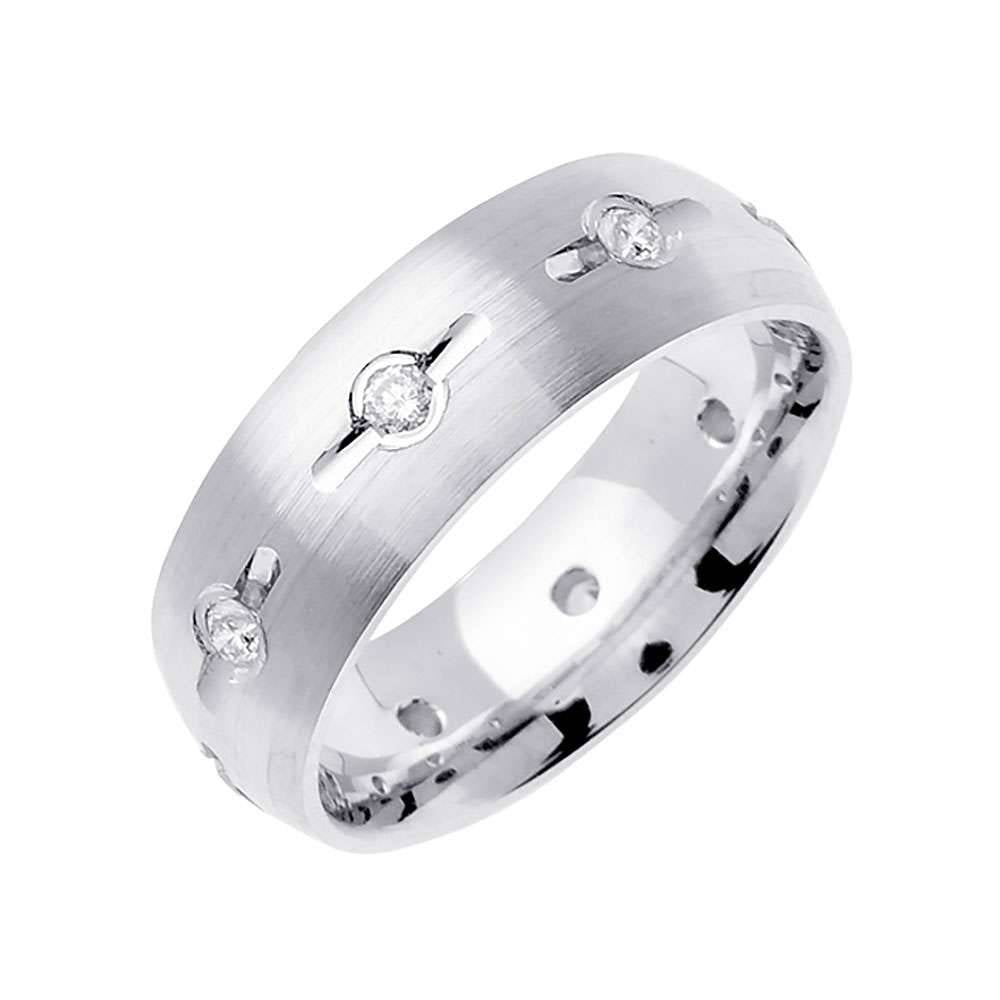 6mm Matte Finish Semi Dome Men's Diamond Wedding Band - BeverlyDiamonds