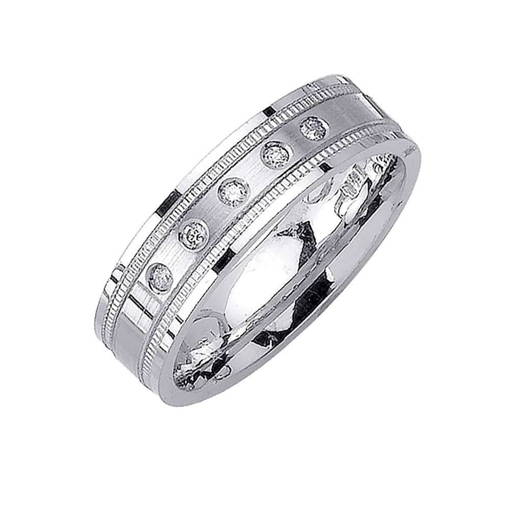 6mm Milgrain Accent Men's Diamond Wedding Band - BeverlyDiamonds