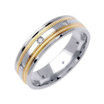 6mm Polished 2 Tone Milgrain Men's Diamond Wedding Band - BeverlyDiamonds