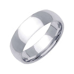 6mm Semi Dome Plain Men's Wedding Band (14k White Gold) - BeverlyDiamonds