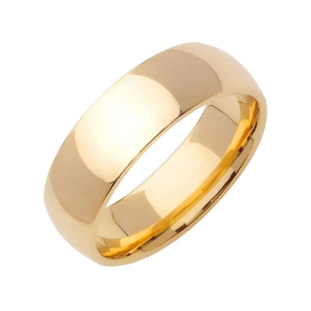6mm Semi Dome Plain Men's Wedding Band (14k Yellow Gold) - BeverlyDiamonds
