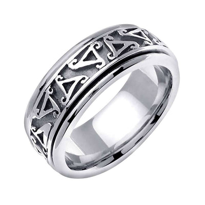 8mm Handmade Celtic Men's Wedding Band (14K White Gold)