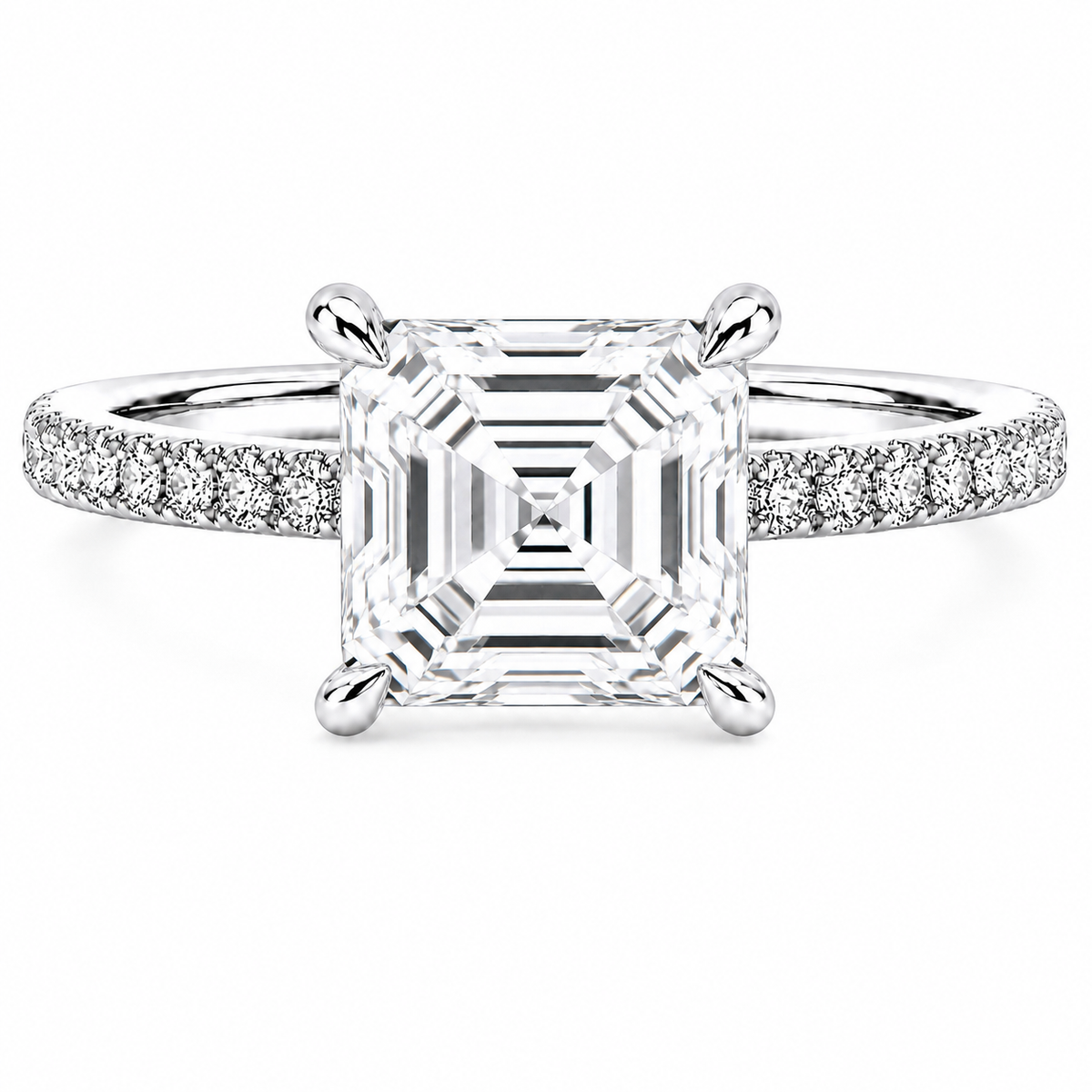 Hidden Halo Engagement Ring - Lab Asscher