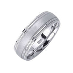 7mm 4 Row Milgrain Edge Brushed Center Fancy Men's Wedding Band - BeverlyDiamonds
