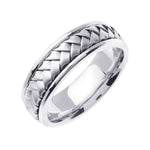 7mm Braided Center Handmade Men's Wedding Band 14K White Gold - BeverlyDiamonds