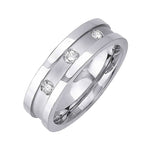 7mm Contemporary Style Polishe Edges Men's Diamond Wedding Band - BeverlyDiamonds