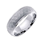 7mm Honey Comb Hammered Handmade Men's Wedding Band - BeverlyDiamonds