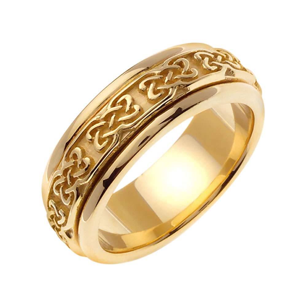 7mm Knot Pattern Yellow Gold Celtic Men's Wedding Band - BeverlyDiamonds