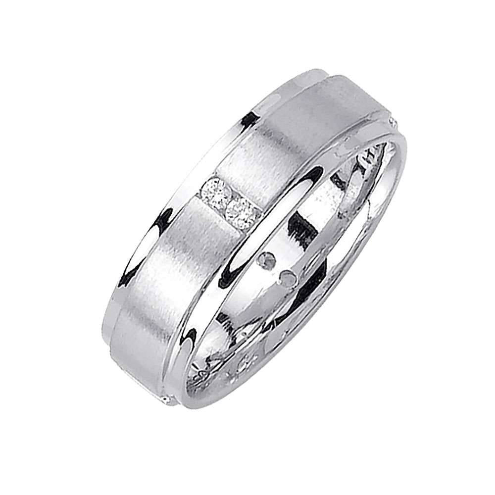 7mm Matte Finish Polished Edges with Round Diamond Inlay Men's Diamond Wedding Band - BeverlyDiamonds