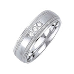 7mm Three Stone Milgrain Edges Men's Diamond Wedding Band - BeverlyDiamonds