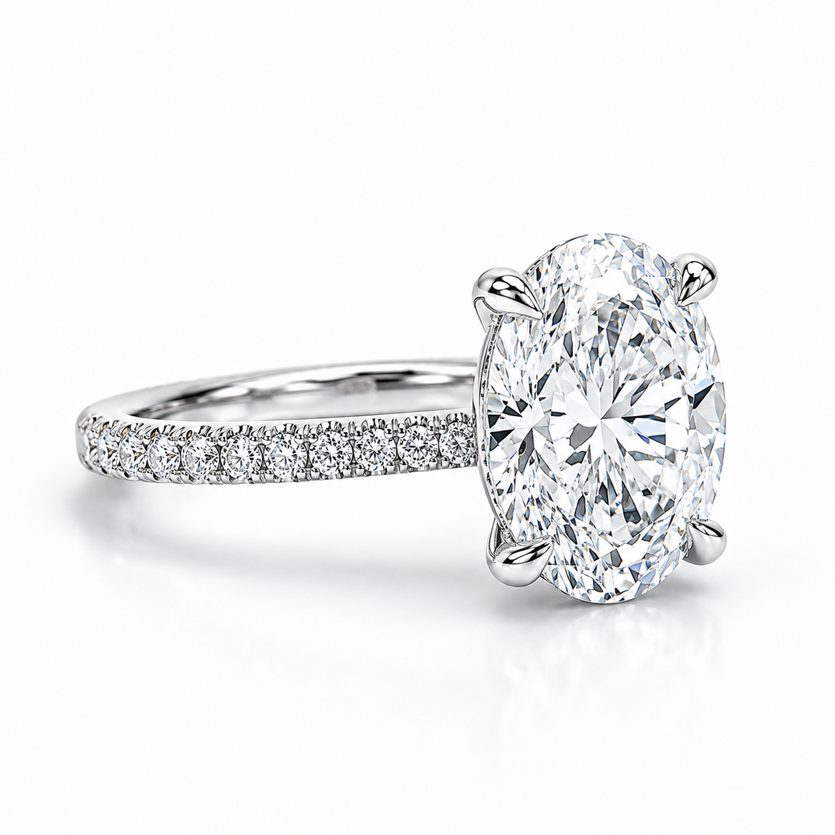 Hidden Halo Engagement Ring - Natural Oval