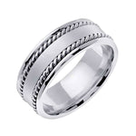 8mm Double Rope with Matte Finish Center Handmade Men's Wedding Band - BeverlyDiamonds