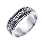 8mm Greek Key Rope Accent Celtic Men's Wedding Band - BeverlyDiamonds