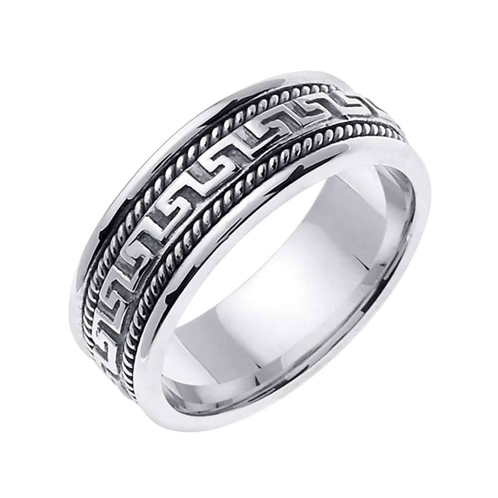 8mm Greek Key Rope Accent Celtic Men's Wedding Band - BeverlyDiamonds