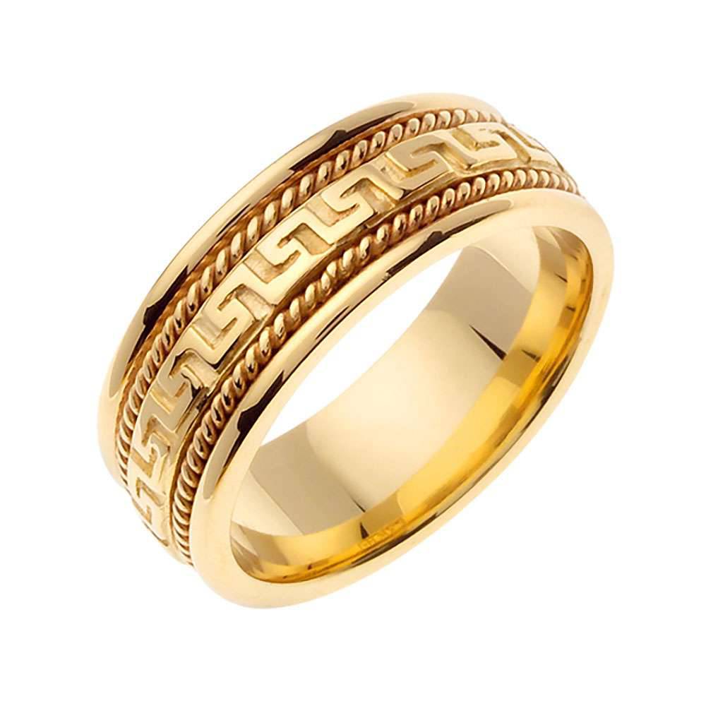 8mm Greek Key with Rope Accent Celtic Men's Wedding Band - BeverlyDiamonds