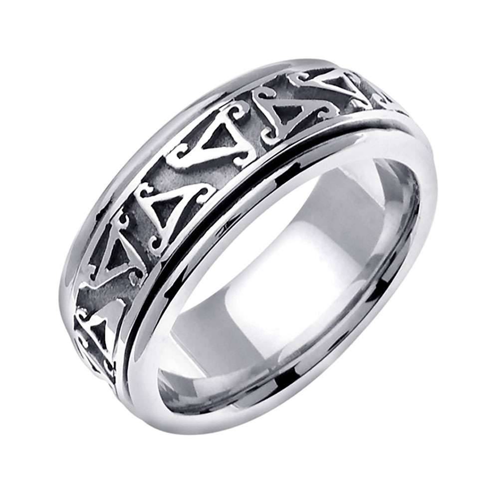 8mm Handmade Celtic Men's Wedding Band (14K White Gold) - BeverlyDiamonds