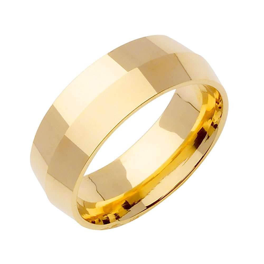 8mm Knife Edge Plain Men's Wedding Band (14k Yellow Gold) - BeverlyDiamonds