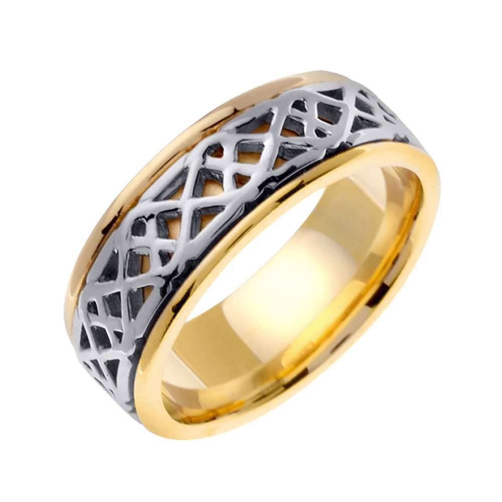 8mm Knot Pattern 2 Tone Celtic Men's Wedding Band - BeverlyDiamonds