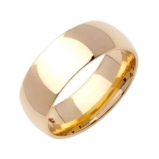 8mm Semi Dome Plain Men's Wedding Band (14k Yellow Gold) - BeverlyDiamonds