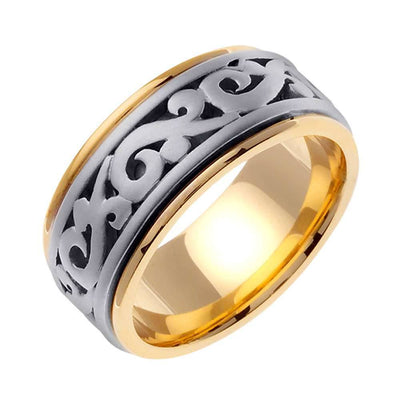 9.5mm Paisley Swirl Center Celtic Men's Wedding Band - BeverlyDiamonds