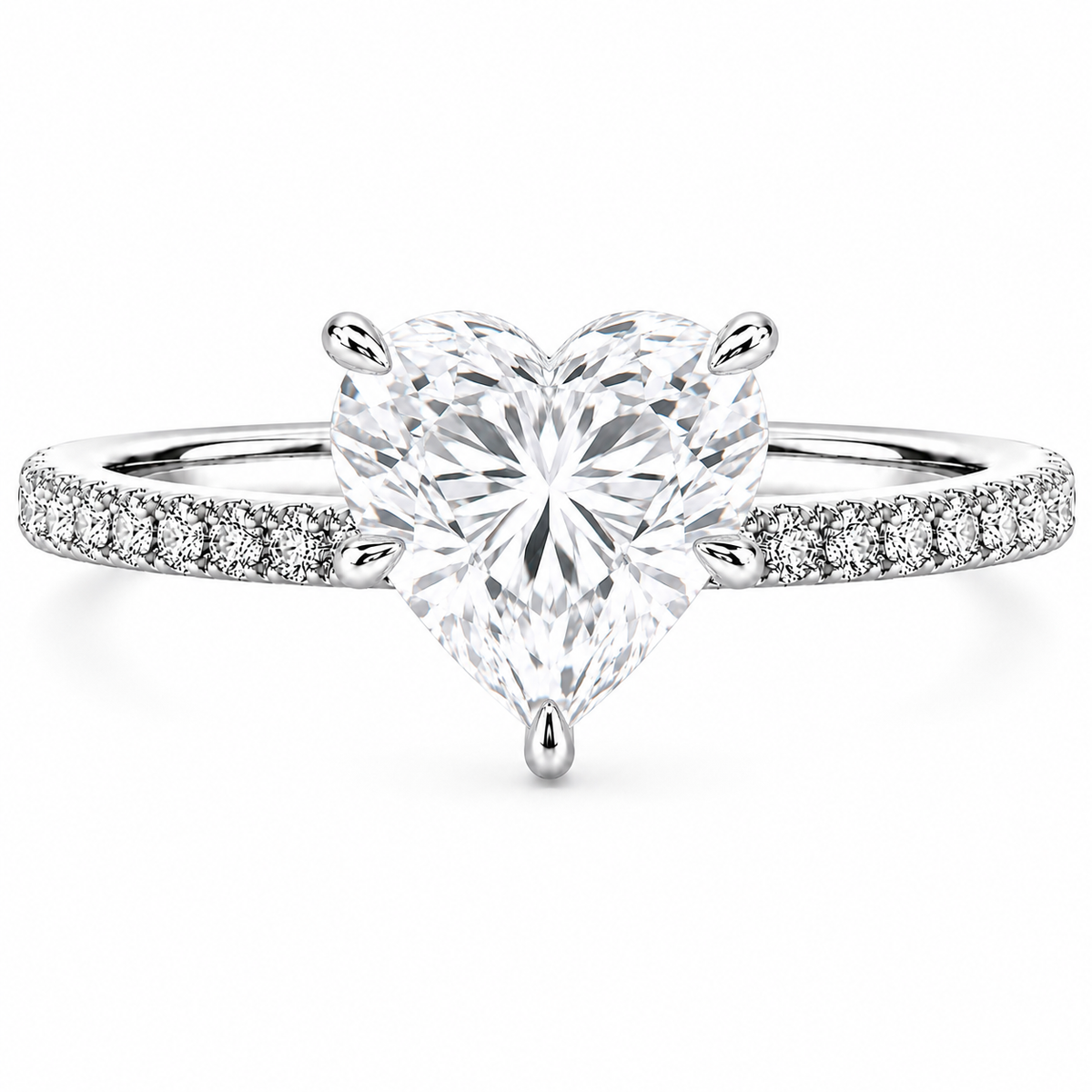 Hidden Halo Engagement Ring - Natural Heart