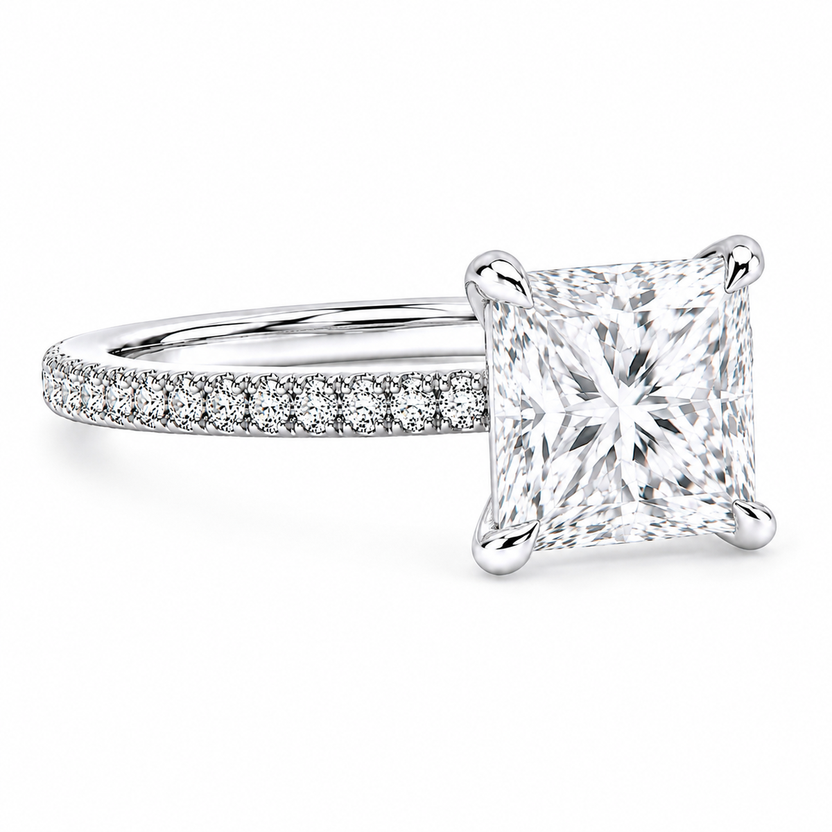 Hidden Halo Engagement Ring - Lab Princess