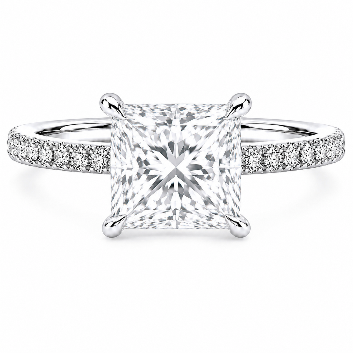 Hidden Halo Engagement Ring - Lab Princess