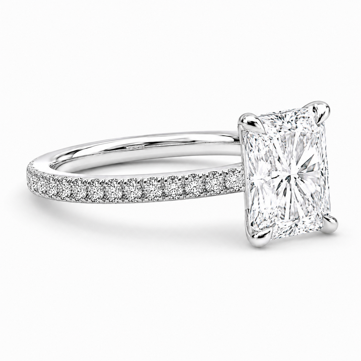 Hidden Halo Engagement Ring - Natural Radiant