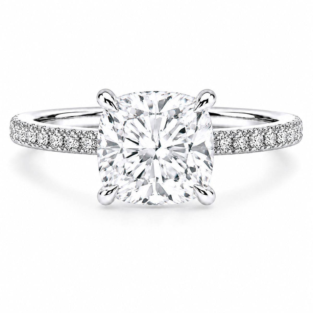 Hidden Halo Engagement Ring - Natural Cushion