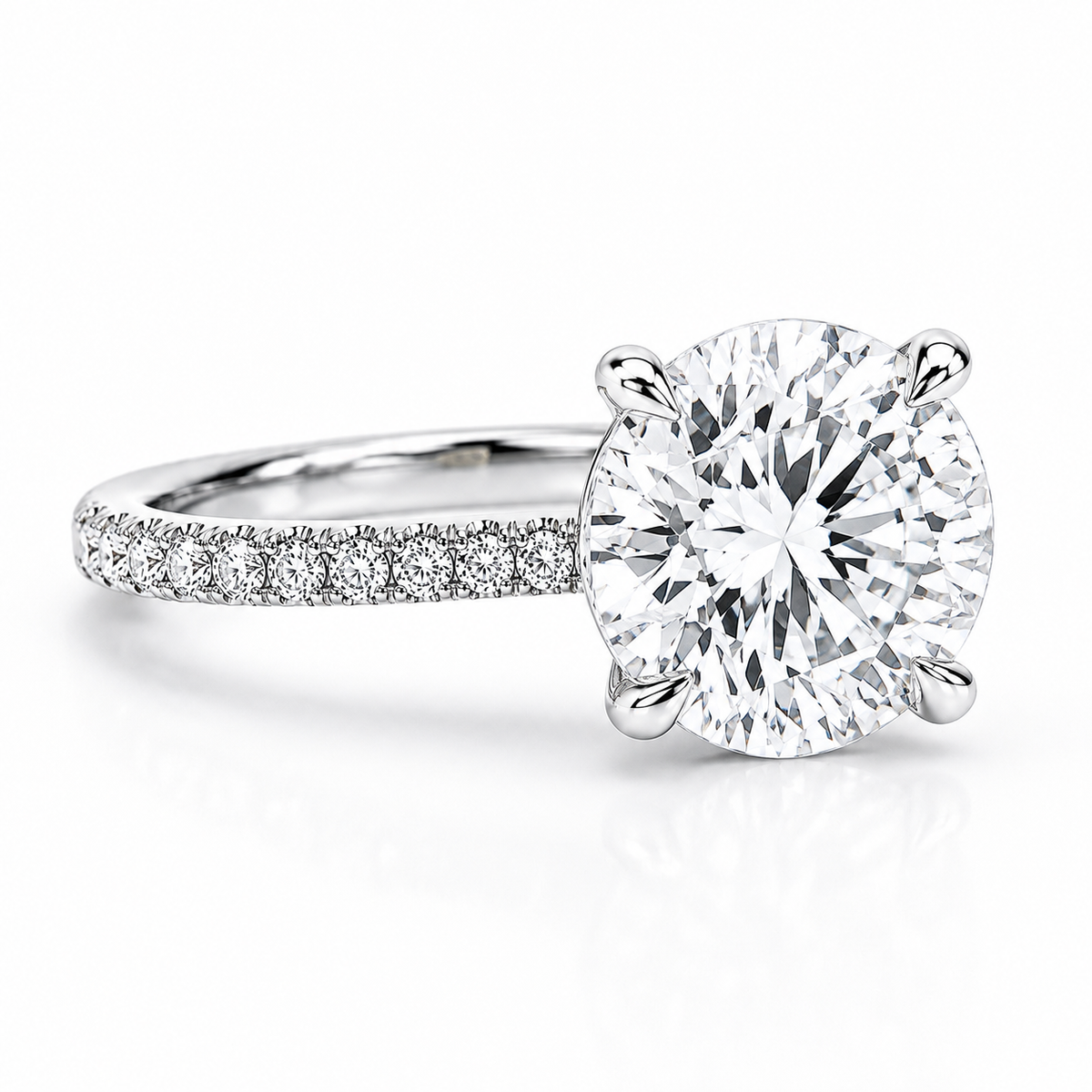 Hidden Halo Engagement Ring - Natural Round