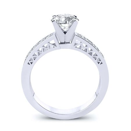 Lotus Round Diamond Engagement Ring (Lab Grown Igi Cert) whitegold