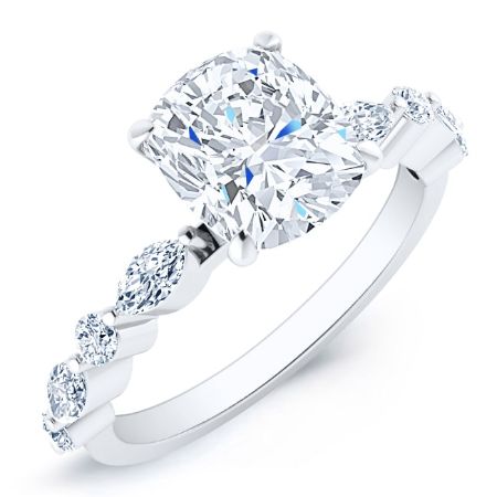 Redbud Cushion Diamond Bridal Set (Lab Grown Igi Cert) whitegold