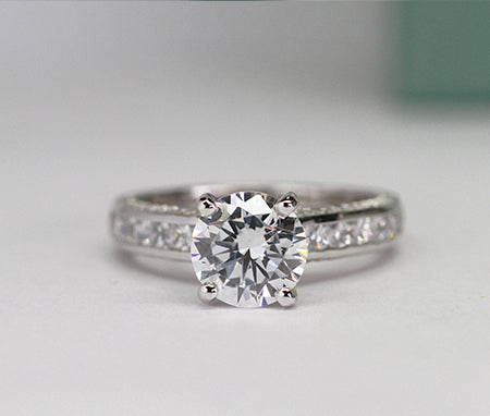 Peony Round Diamond Engagement Ring (Lab Grown Igi Cert) whitegold