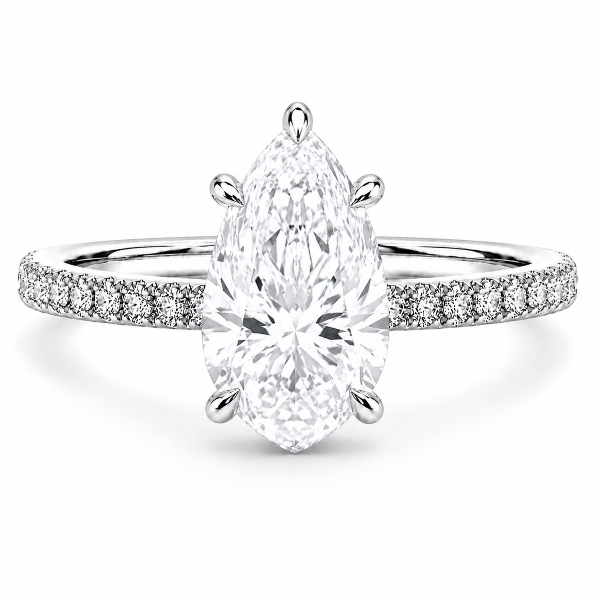 Hidden Halo Engagement Ring - Lab Pear