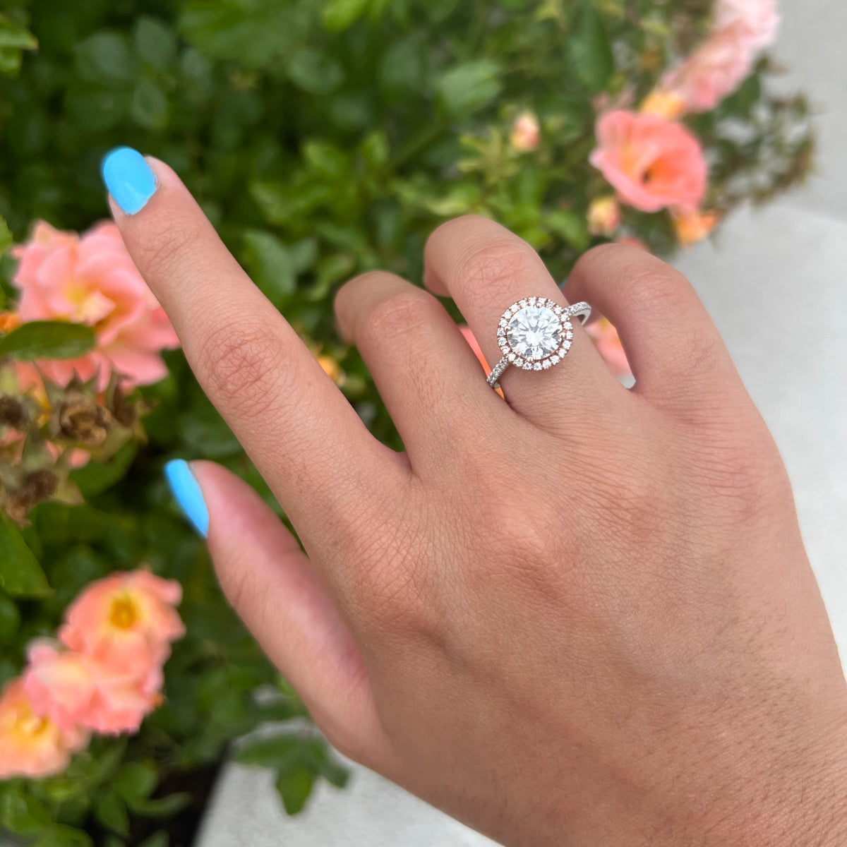 Columbine Round Moissanite Engagement Ring whitegold