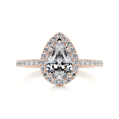 Custom: GIA Certified Pear Diamond Engagement Ring (1ct Center - 1.50ct Total Weight) SI2 H 14K Rose Gold