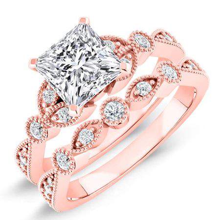 Laurel Princess Diamond Bridal Set (Lab Grown Igi Cert) rosegold