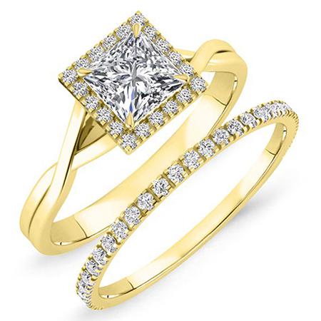 Larkspur Princess Diamond Bridal Set (Lab Grown Igi Cert) yellowgold