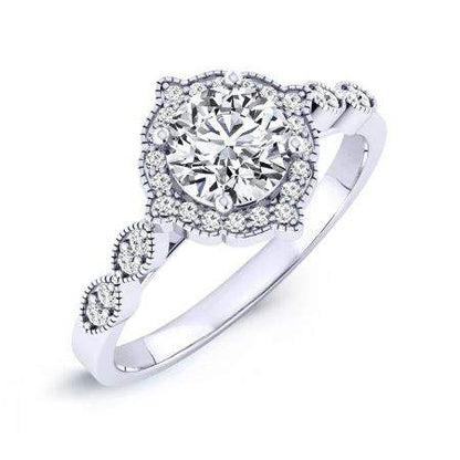 Petal Round Diamond Engagement Ring (Lab Grown Igi Cert) whitegold