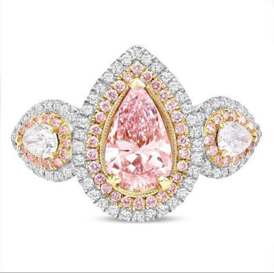 Rare Pink Pear GIA Certified Diamond Engagement Ring