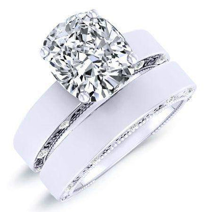 Acacia Moissanite Matching Band Only (engagement Ring Not Included) For Ring With Cushion Center whitegold