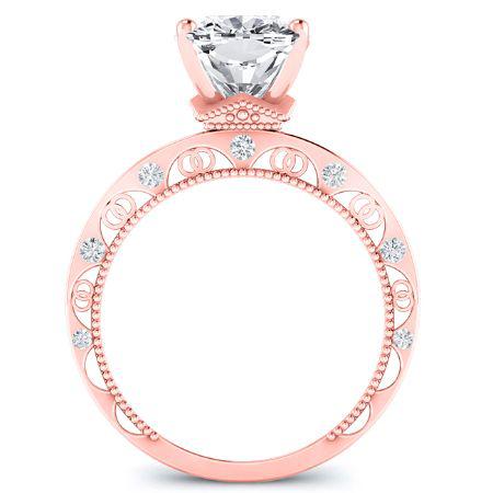 Acacia Moissanite Matching Band Only (engagement Ring Not Included) For Ring With Cushion Center rosegold