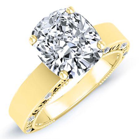 Acacia Moissanite Matching Band Only (engagement Ring Not Included) For Ring With Cushion Center yellowgold