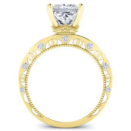 Acacia Moissanite Matching Band Only (engagement Ring Not Included) For Ring With Princess Center yellowgold