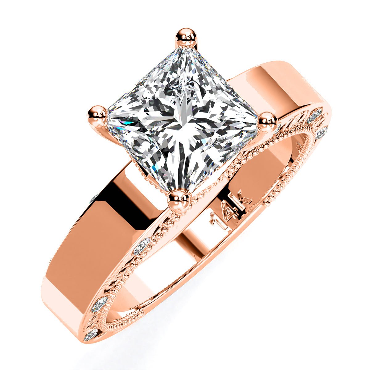 Acacia Princess Diamond Engagement Ring (Lab Grown Igi Cert) rosegold