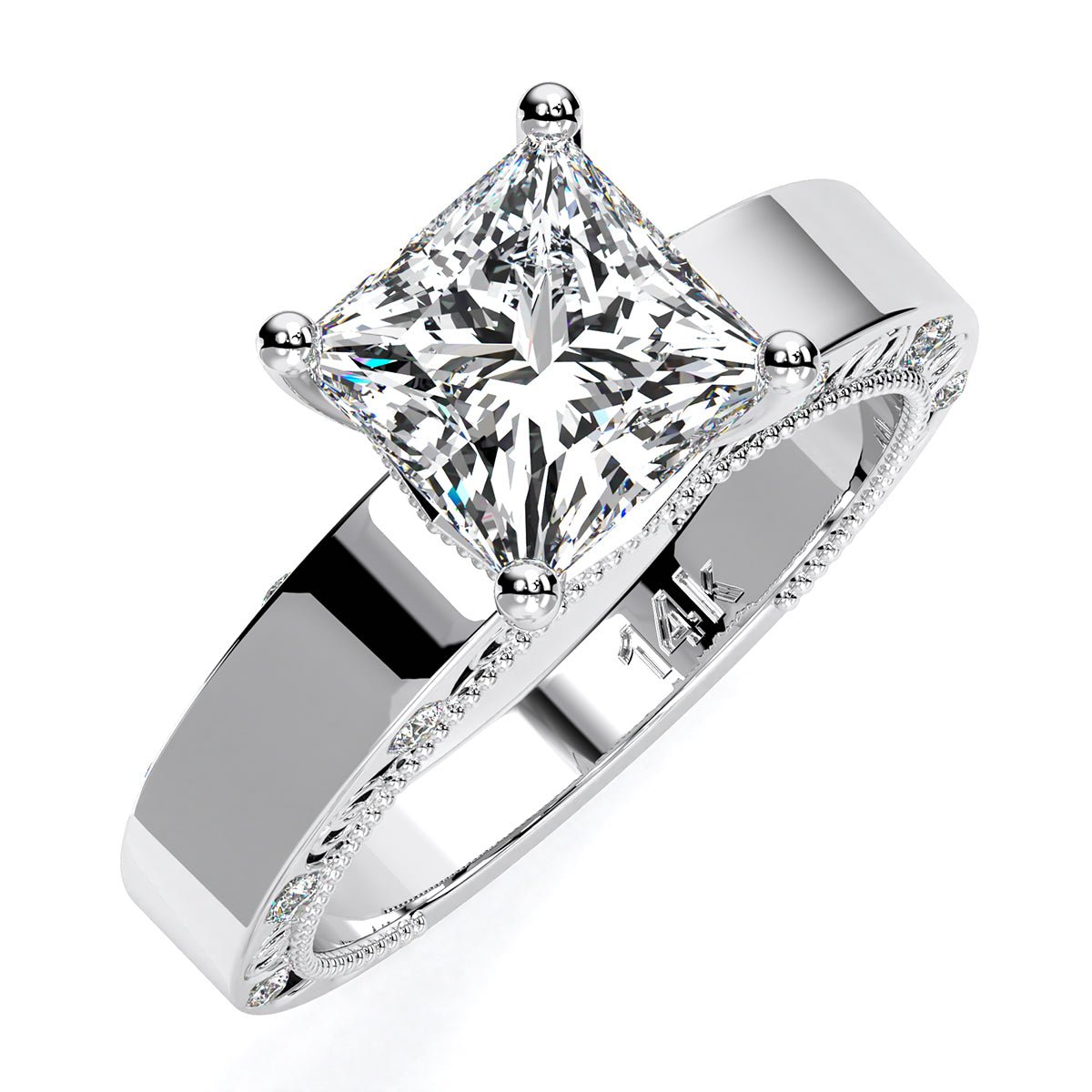 Acacia Princess Moissanite Engagement Ring whitegold