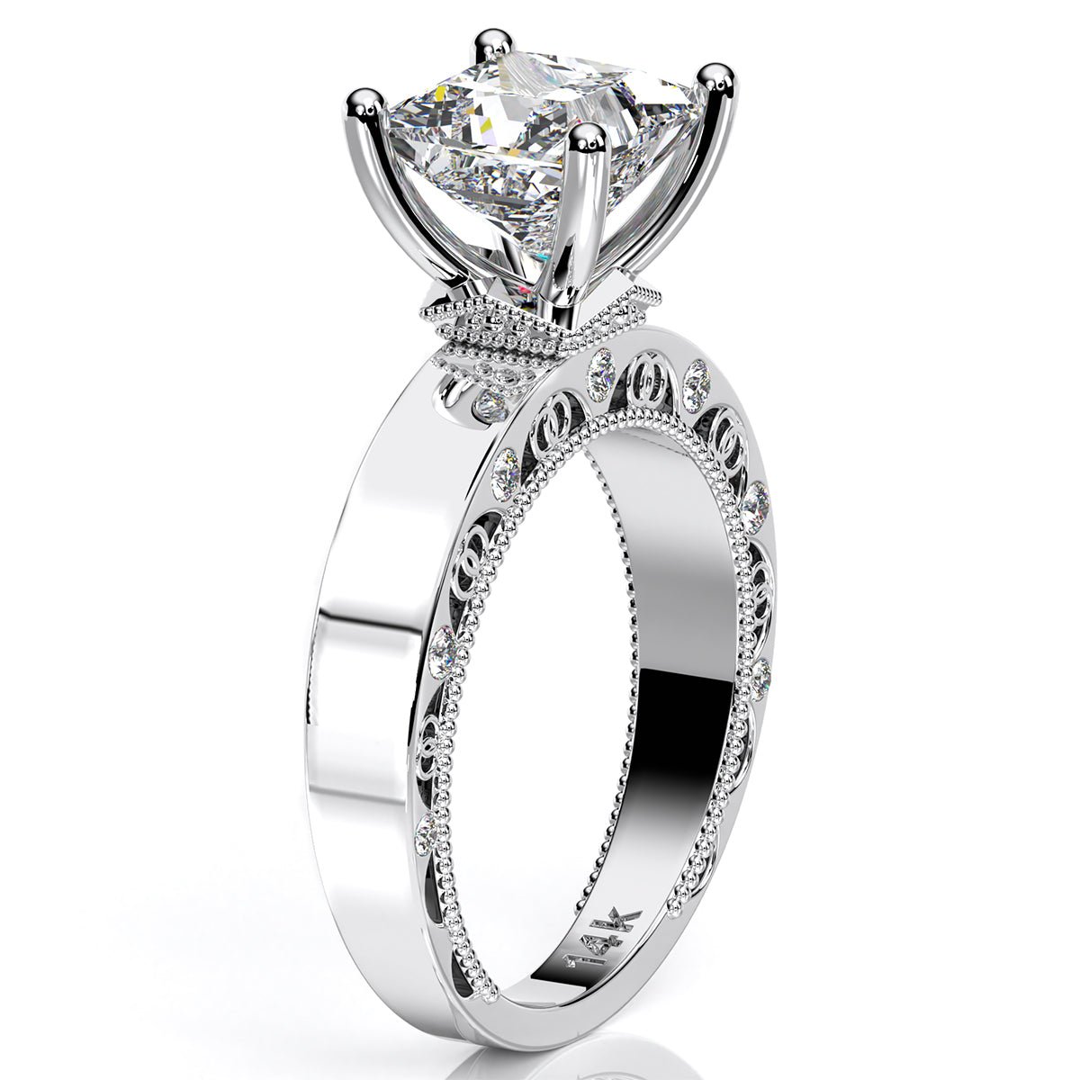 Acacia Princess Moissanite Engagement Ring whitegold